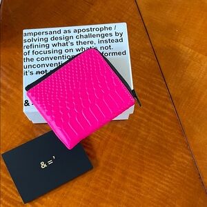 NWT ampersand as apostrophe Vibrant neon pink python  leather  Wallet